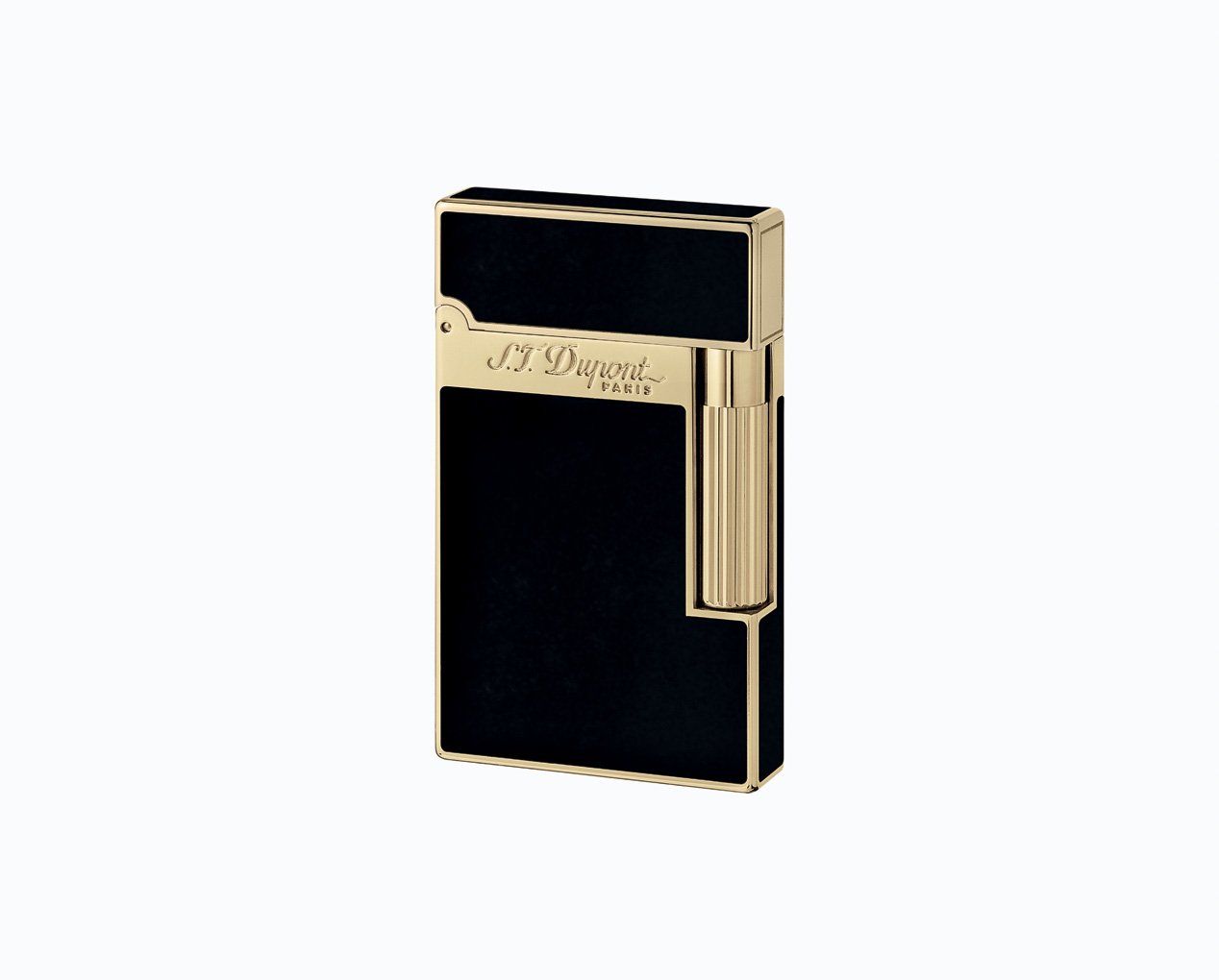 Natural Black Lacquer Lighter With Yellow Gold Finish | S.T. Dupont