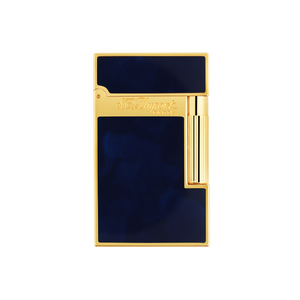 Natural Blue Lacquer Lighter With Yellow Gold Finish | S.T. Dupont