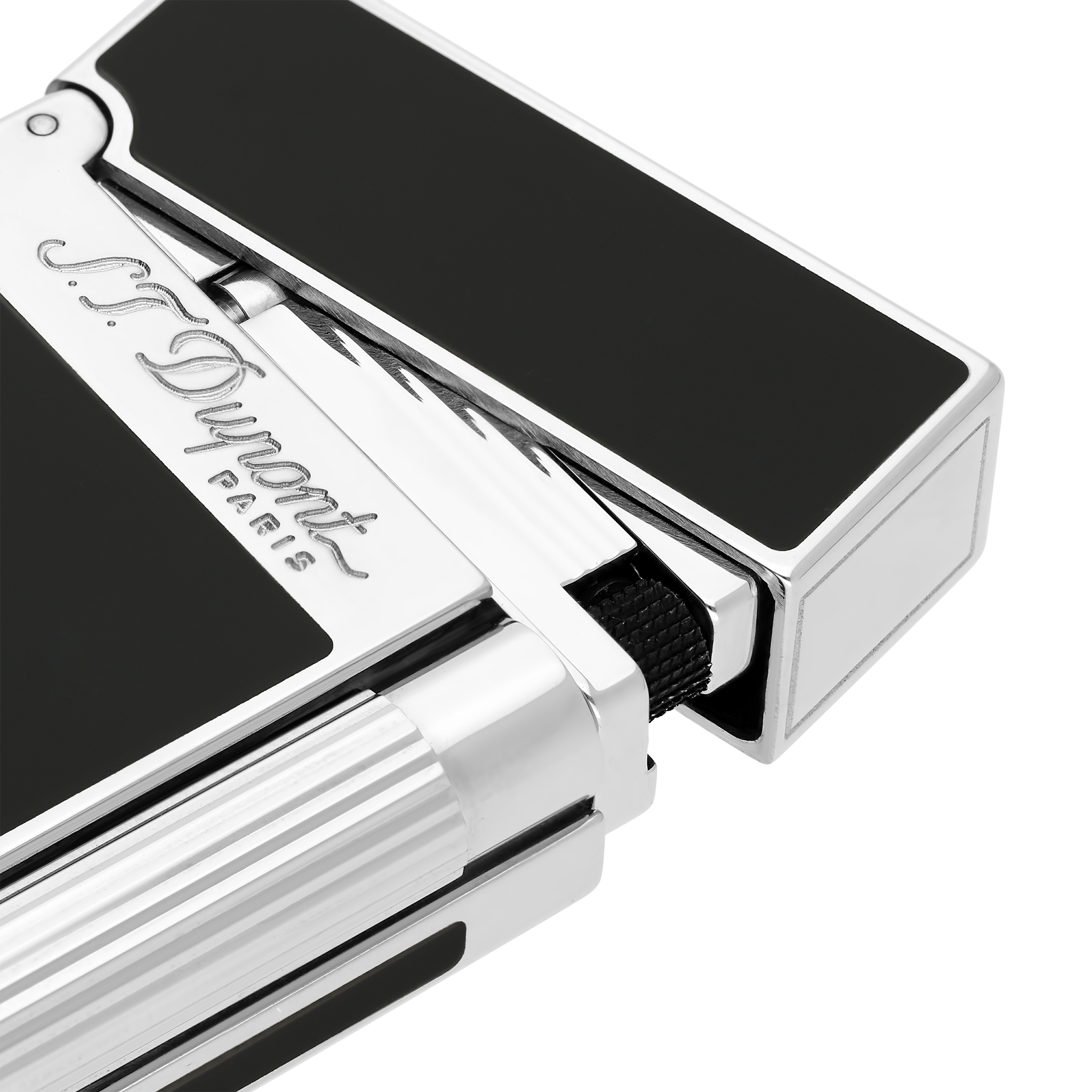 Line 2 Natural Black Lacquer Lighter With Palladium Finish Line 2 Natural Black Lacquer Lighter With Palladium Finish