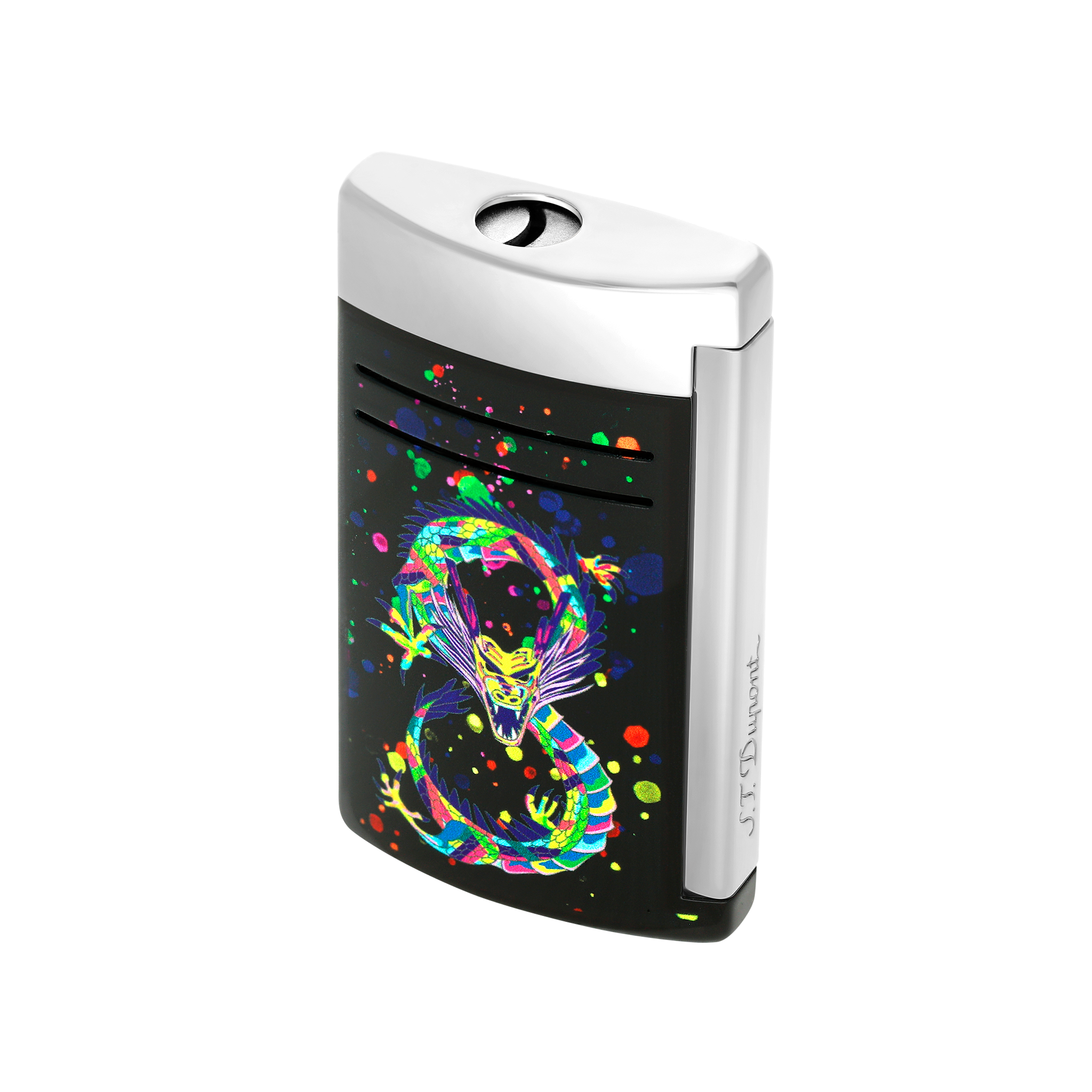 Maxijet Black/Chrome Year Of The Dragon - Luxury Lighter | S.T. Maxijet Black/Chrome Year Of The Dragon - Luxury Lighter | S.T.