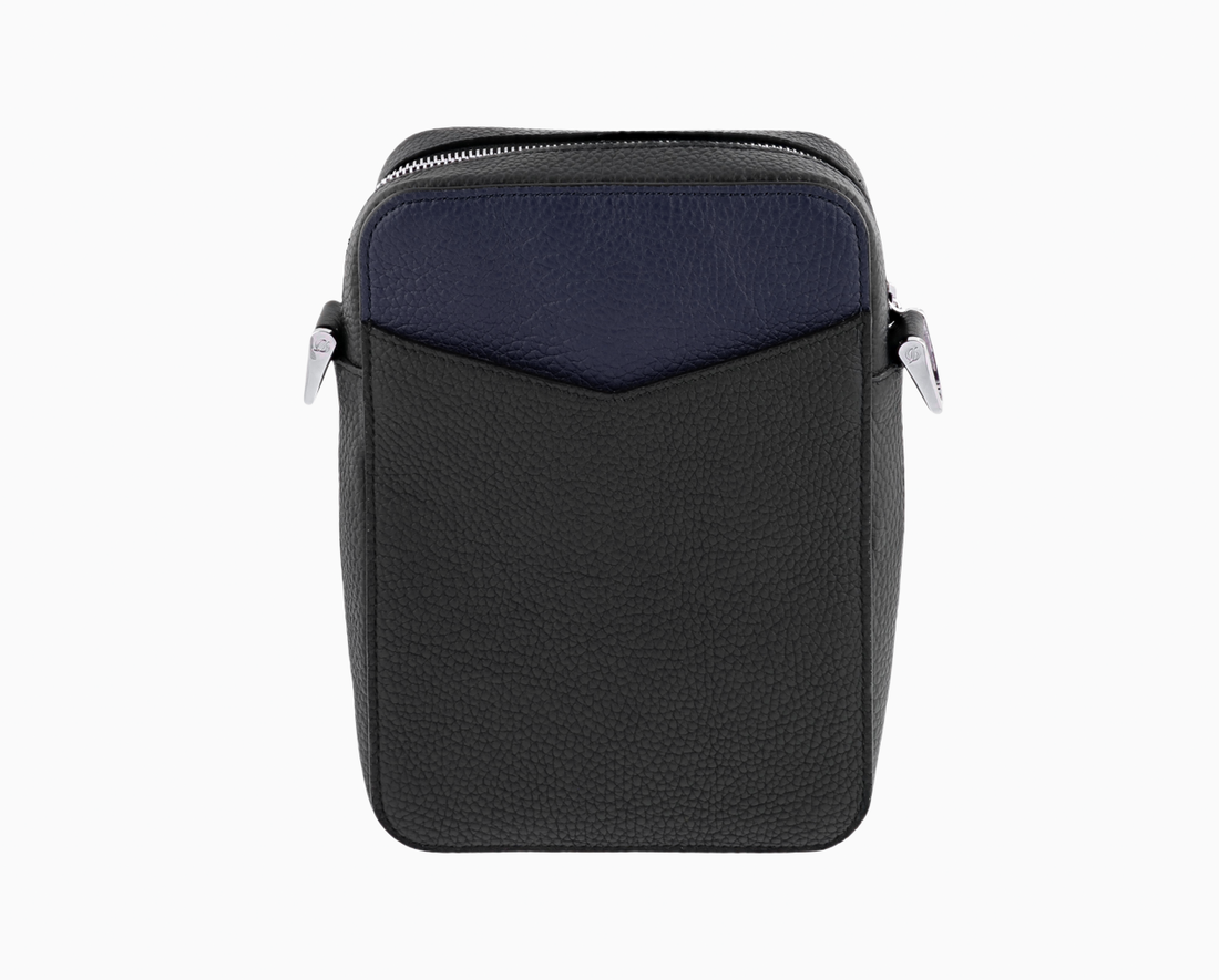 Navy blue/black grained Neo Capsule messenger bag - Leather Goods