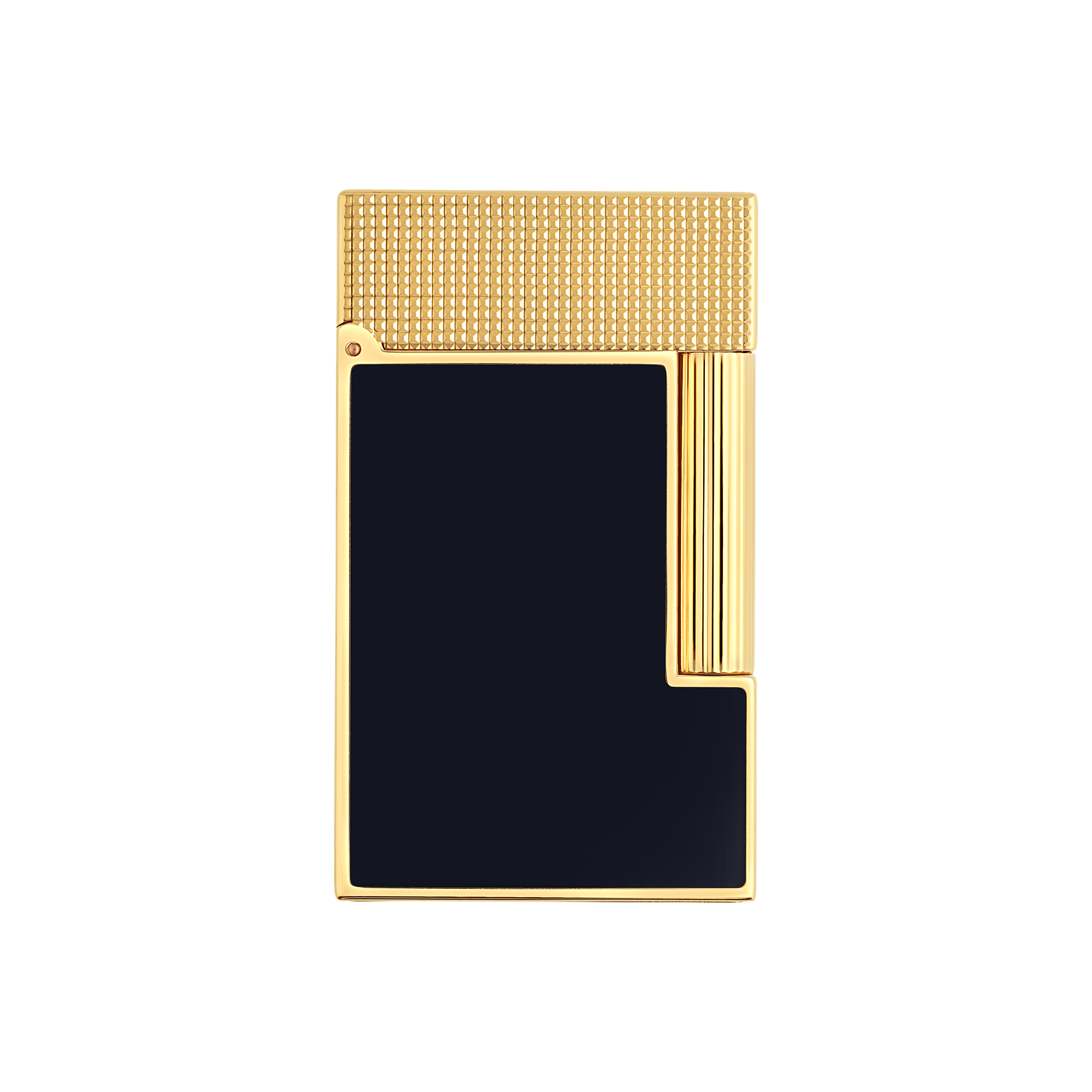 Blue lacquer and gold S.T. Dupont Ligne 2 lighter using a black flint