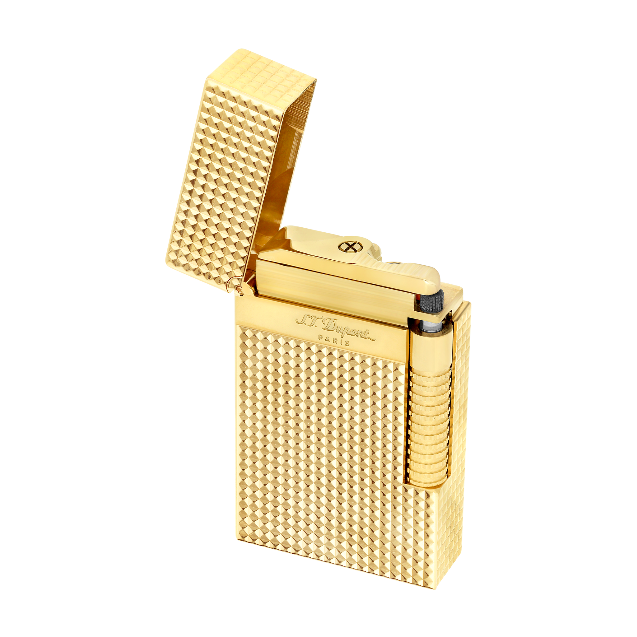 New Le Grand Dupont Yellow Gold Diamond Head Lighter New Le Grand Dupont Yellow Gold Diamond Head Lighter